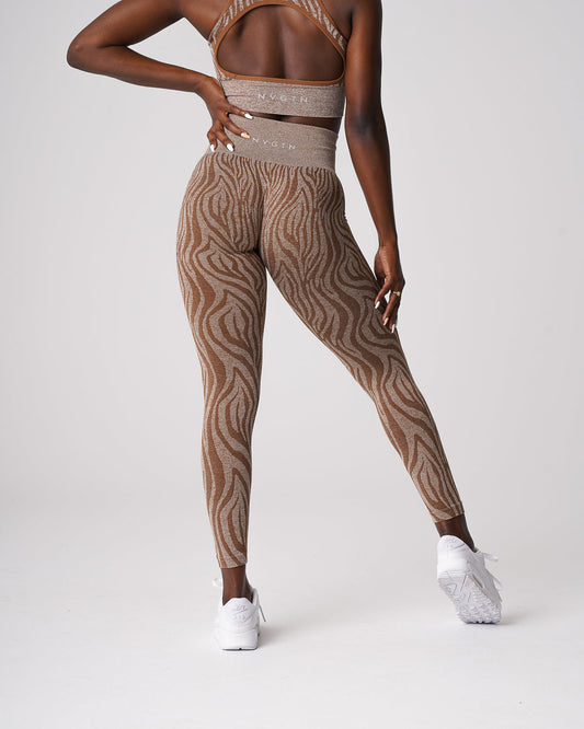 Women Mocha Zebra Seamless Leggings - NVGTN
