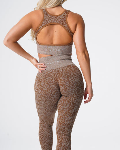 Women Mocha Snakeskin Seamless Leggings - NVGTN