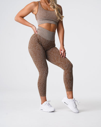Women Mocha Snakeskin Seamless Leggings - NVGTN