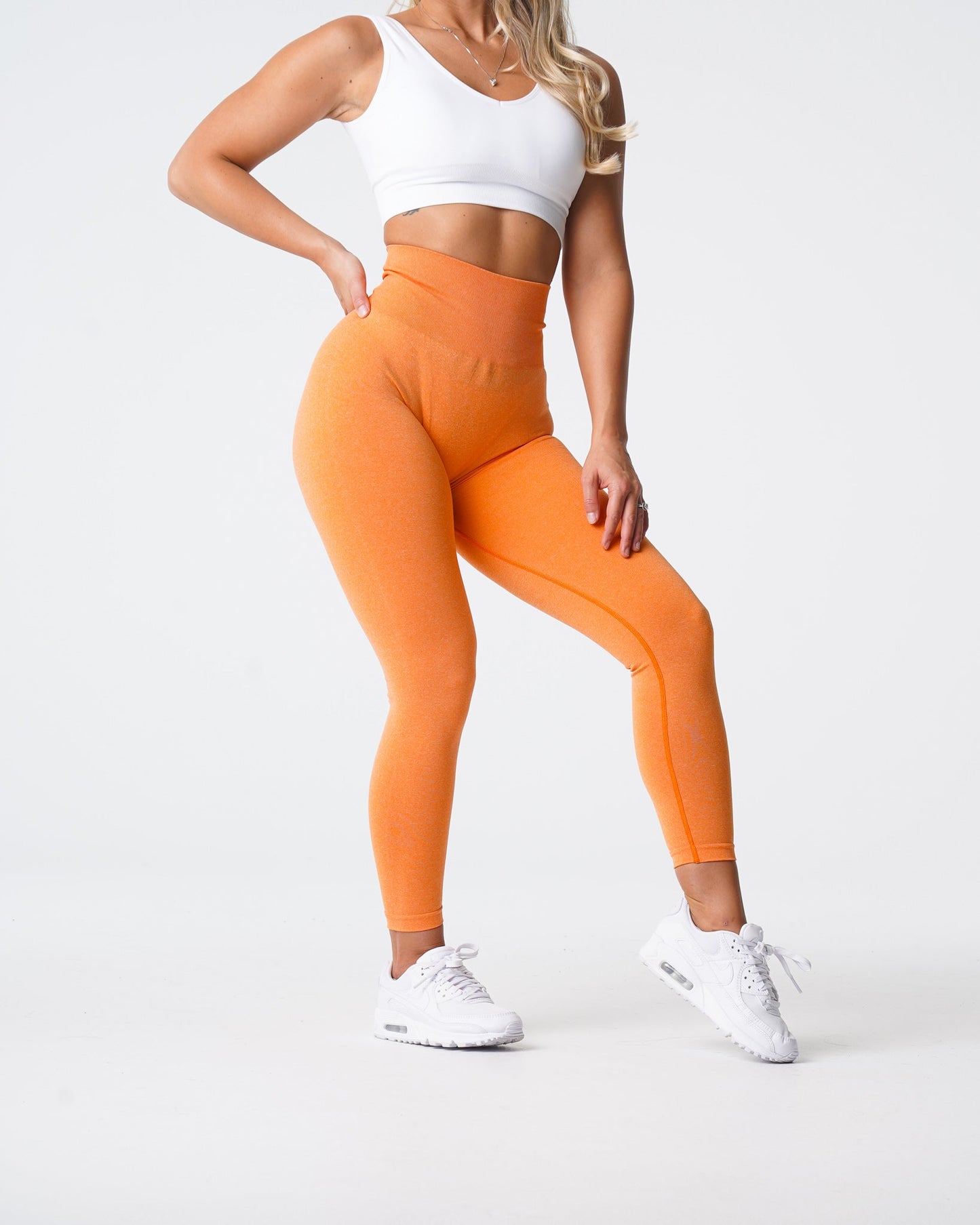 Women Sunset Orange NV Seamless Leggings - NVGTN