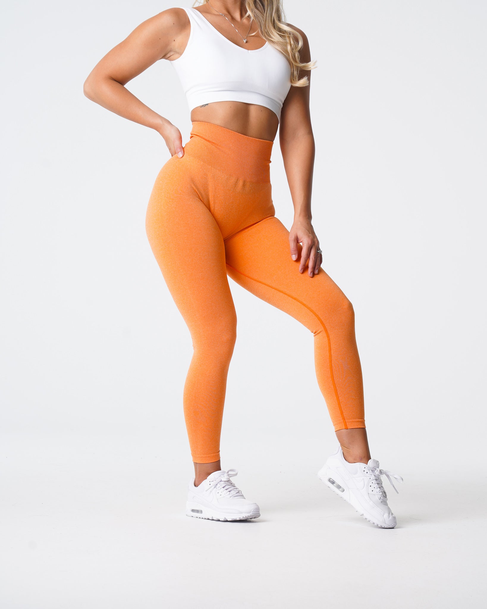 Women Sunset Orange NV Seamless Leggings - NVGTN