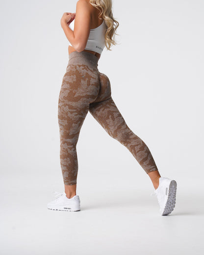Women Mocha Camo Seamless Leggings - NVGTN