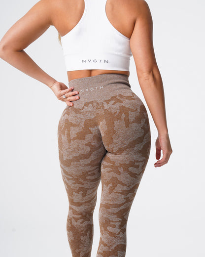 Women Mocha Camo Seamless Leggings - NVGTN