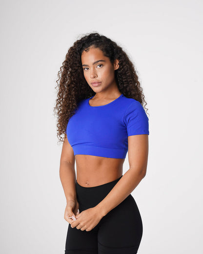 Women Sapphire Blue Open Back Tee - NVGTN
