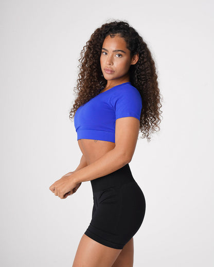 Women Sapphire Blue Open Back Tee - NVGTN