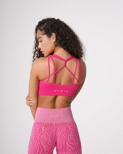 Women Fuchsia Galaxy Ribbed Seamless Bra - NVGTN