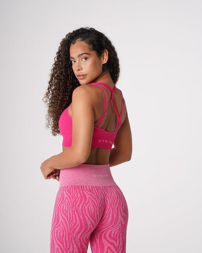 Women Fuchsia Galaxy Ribbed Seamless Bra - NVGTN