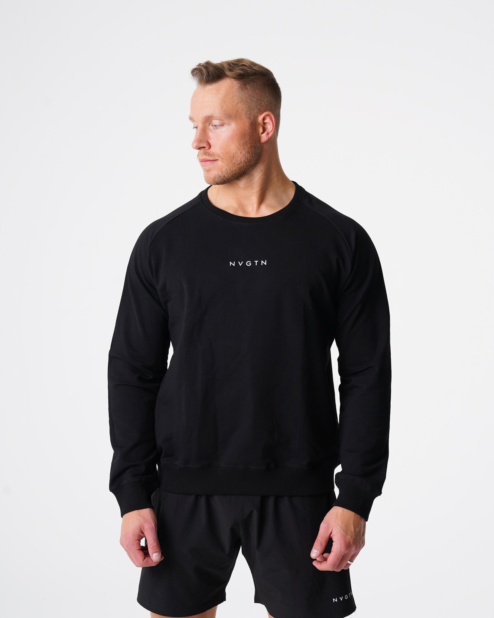 Men Black Crew Neck Sweatshirt - NVGTN