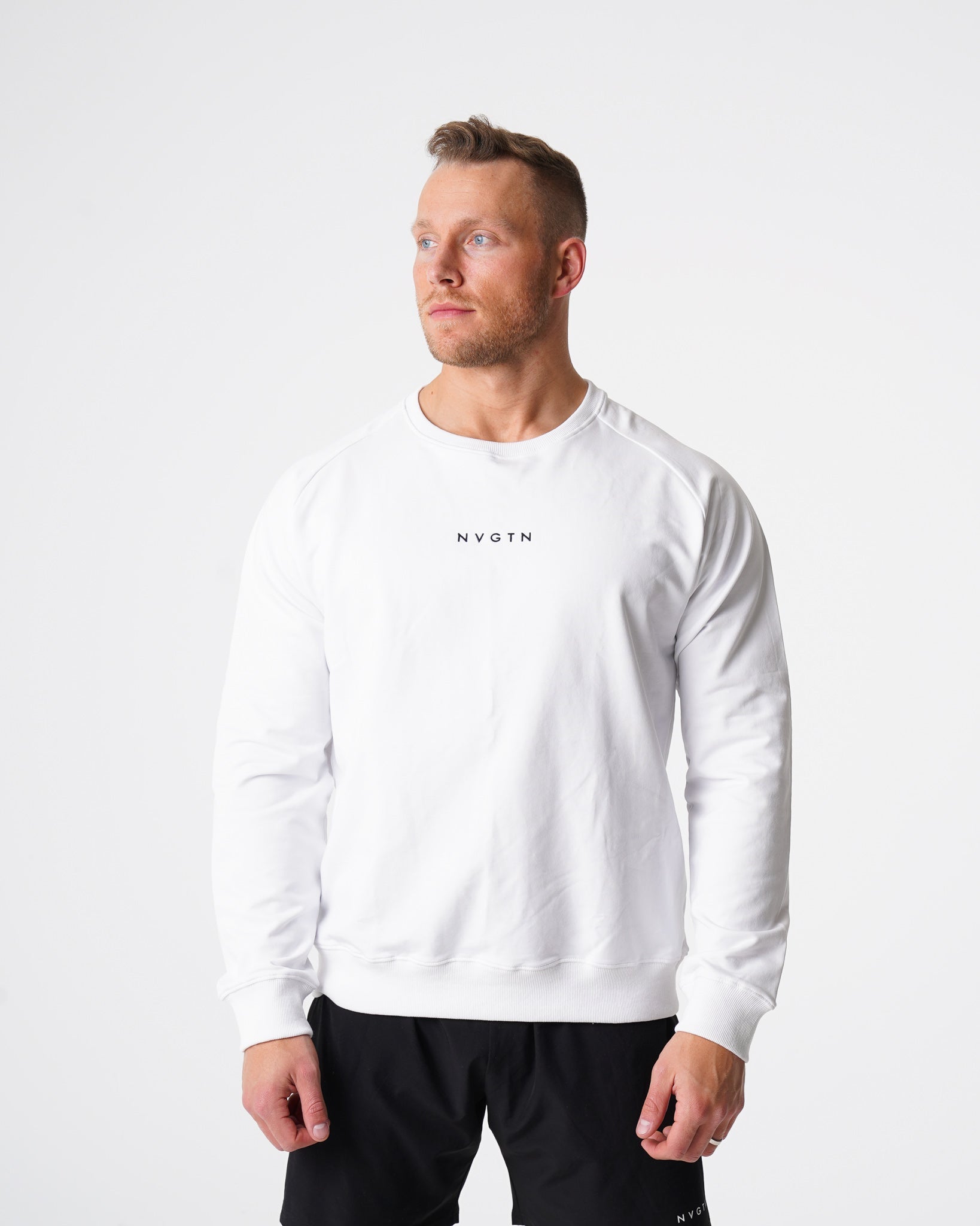 Men White Crew Neck Sweatshirt - NVGTN
