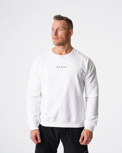 Men White Crew Neck Sweatshirt - NVGTN