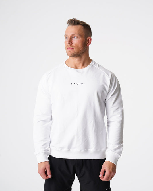 Men White Crew Neck Sweatshirt - NVGTN