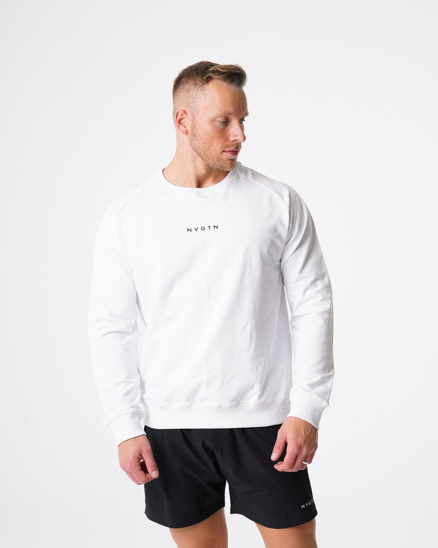 Men White Crew Neck Sweatshirt - NVGTN