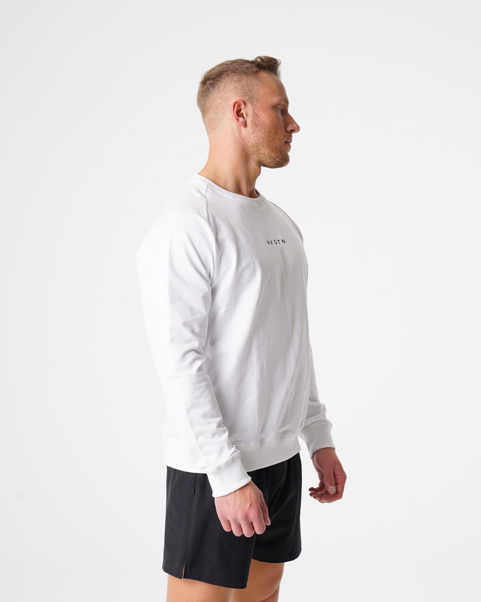 Men White Crew Neck Sweatshirt - NVGTN