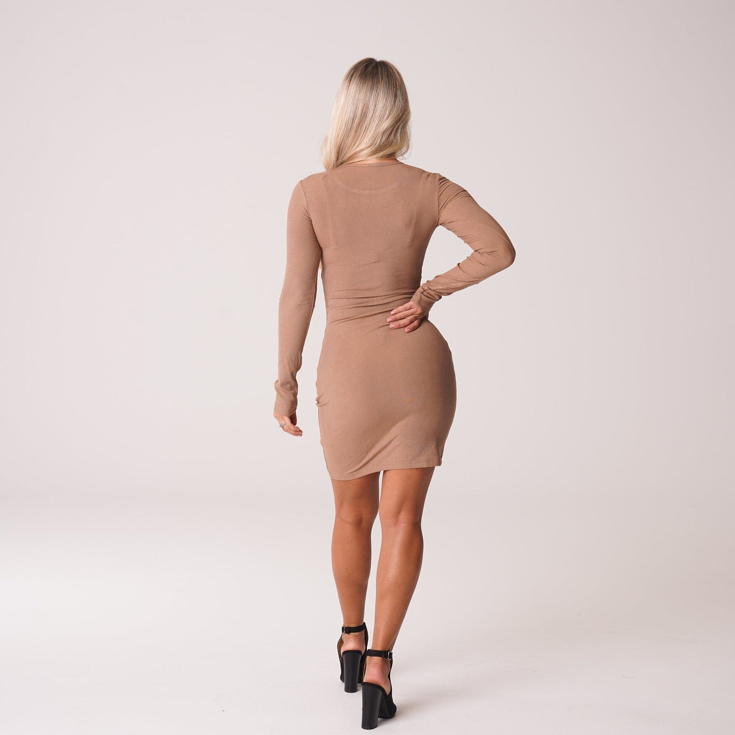 Women Mocha Easy Daze Ribbed Midi Dress - NVGTN