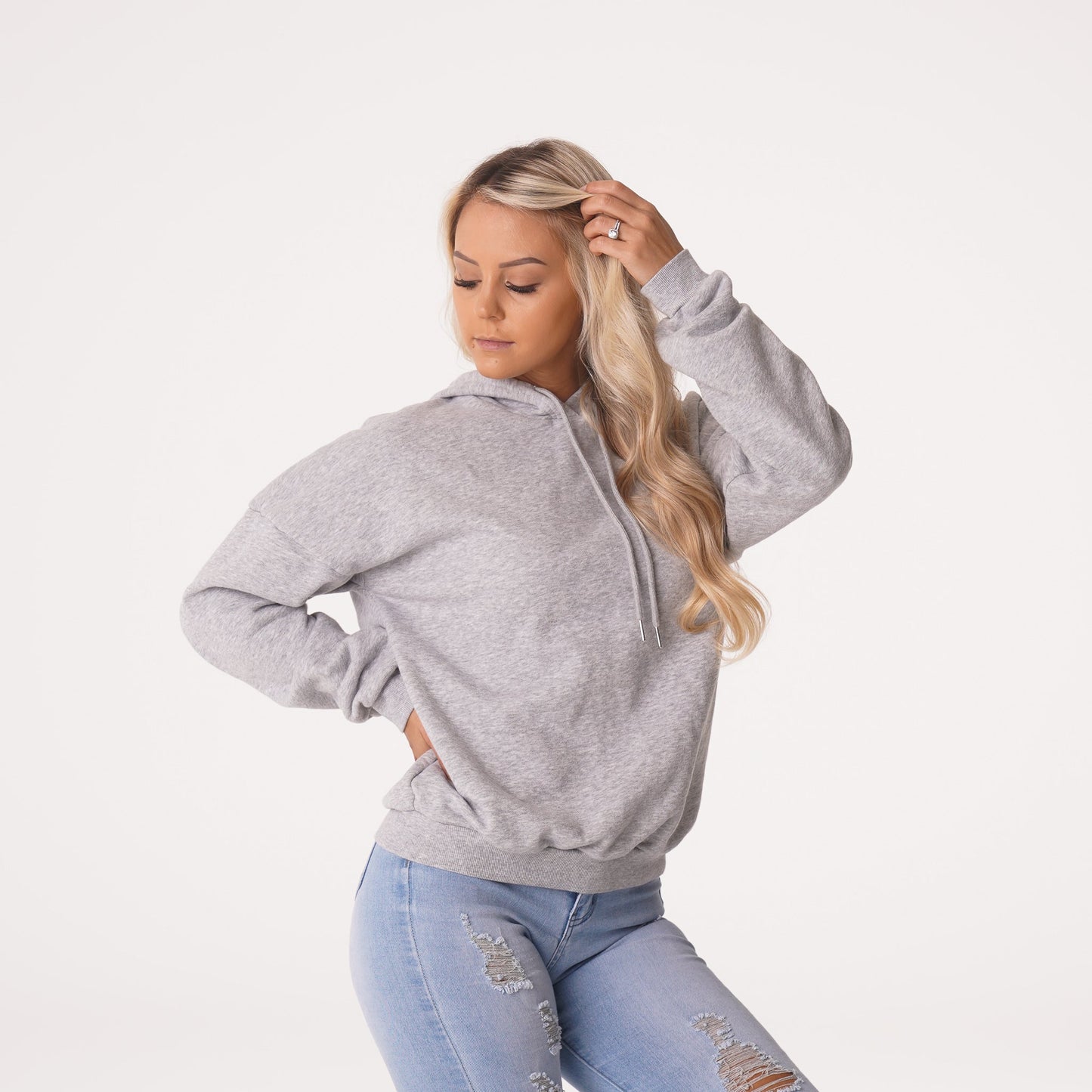 Women Grey Essential Drop Shoulder Hoodie - NVGTN