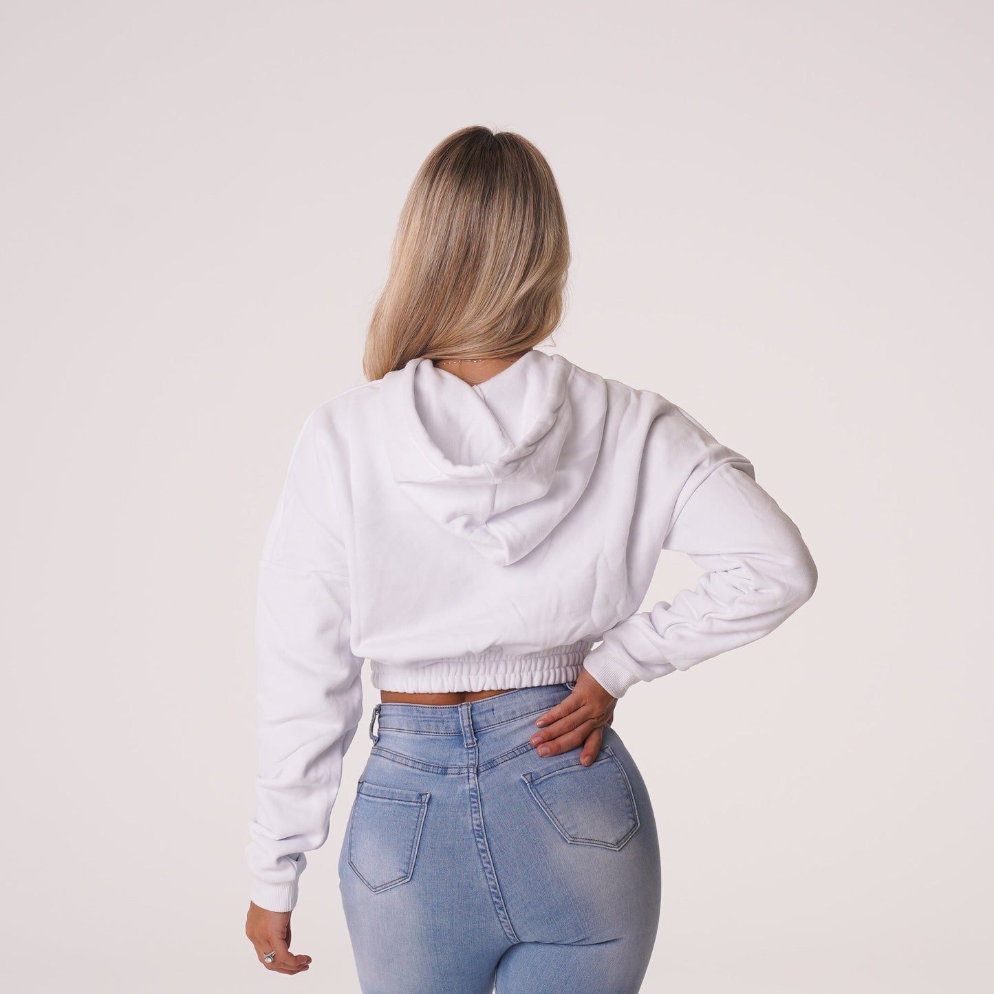 Women White Cozy Vibes Drop Shoulder Cropped Hoodie - NVGTN