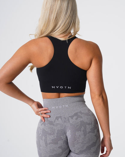 Women Black Cinched Seamless Bra - NVGTN