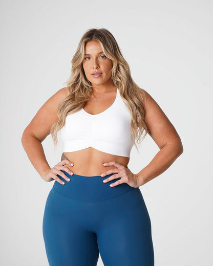 Women White Cinched Seamless Bra - NVGTN