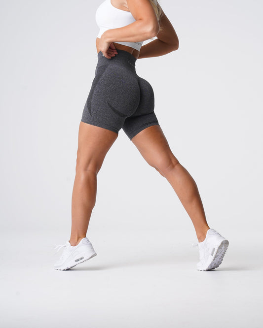 Women Black Speckled Contour Seamless Shorts - NVGTN