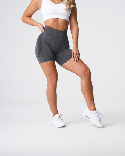Women Black Speckled Contour Seamless Shorts - NVGTN