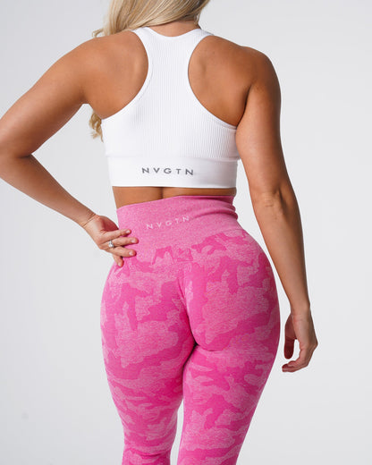 Women Bubble Gum Pink Camo Seamless Leggings - NVGTN