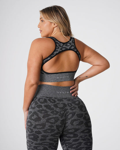 Women Black Speckled Leopard Eclipse Seamless Bra - NVGTN