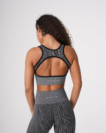 Women Black Speckled Zebra Eclipse Seamless Bra - NVGTN