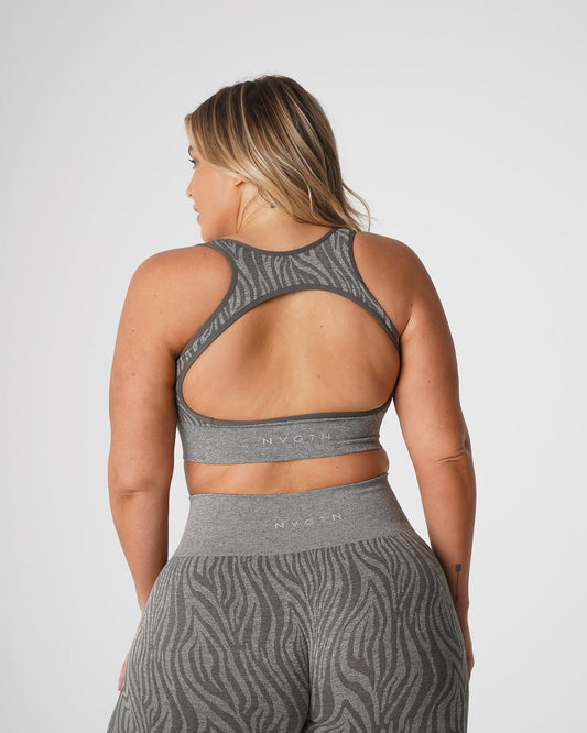 Women Khaki Green Zebra Eclipse Seamless Bra - NVGTN