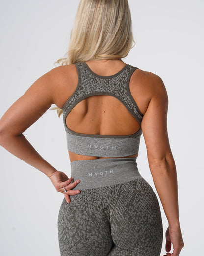 Women Khaki Green Snakeskin Eclipse Seamless Bra - NVGTN