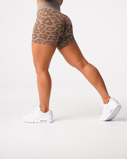 Women Mocha Leopard Seamless Shorts - NVGTN