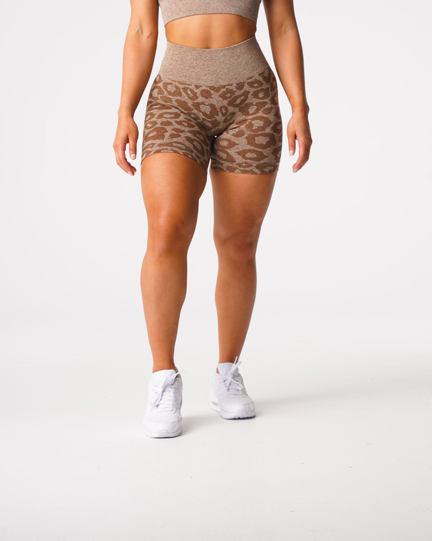 Women Mocha Leopard Seamless Shorts - NVGTN