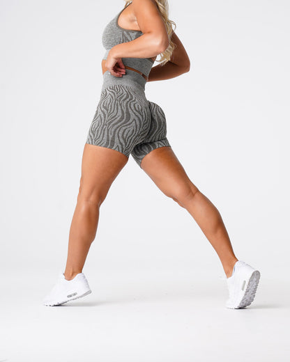Women Khaki Green Zebra Seamless Shorts - NVGTN
