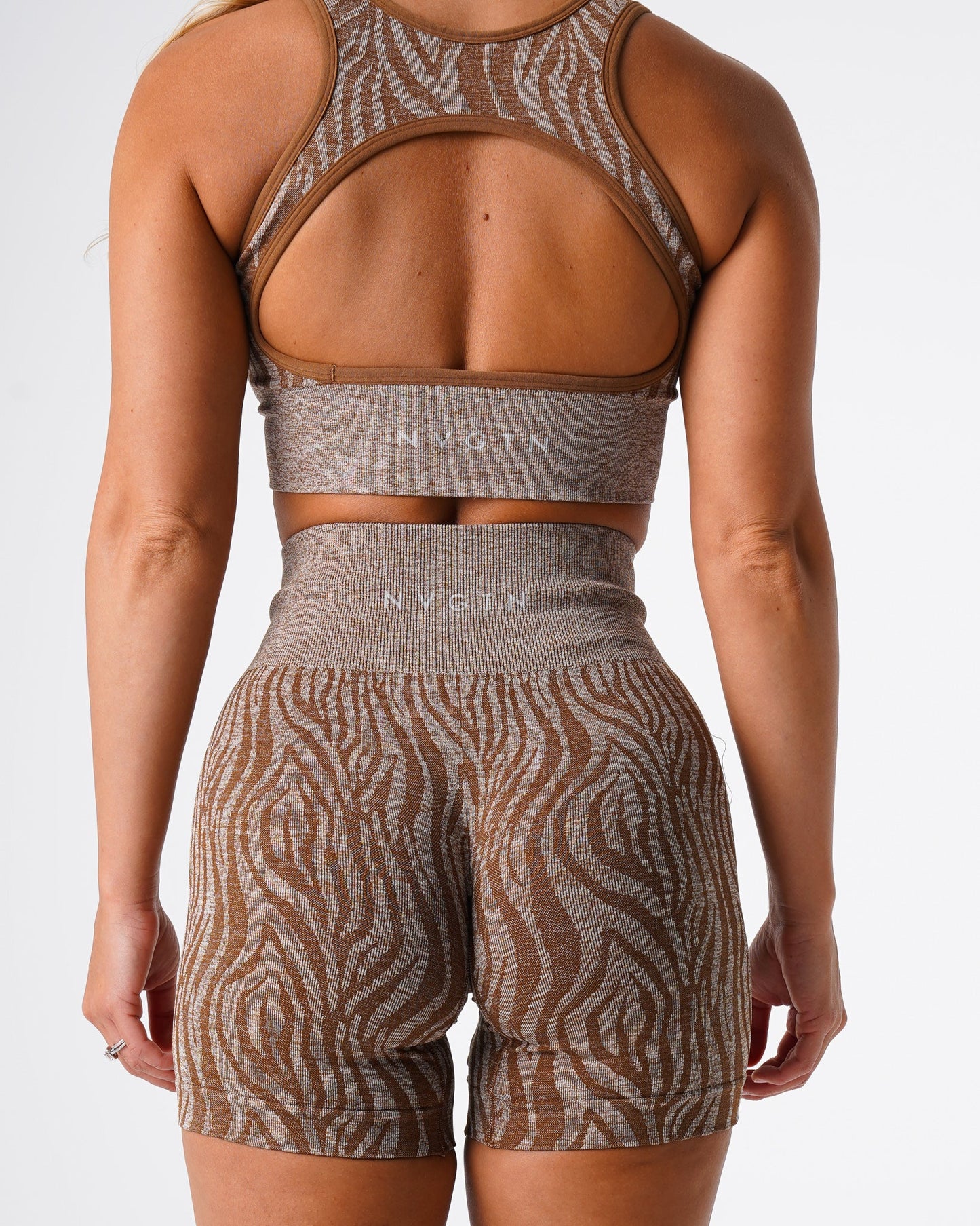 Women Mocha Zebra Seamless Shorts - NVGTN