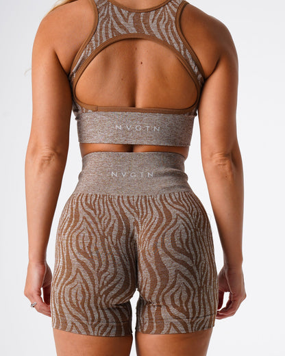 Women Mocha Zebra Seamless Shorts - NVGTN