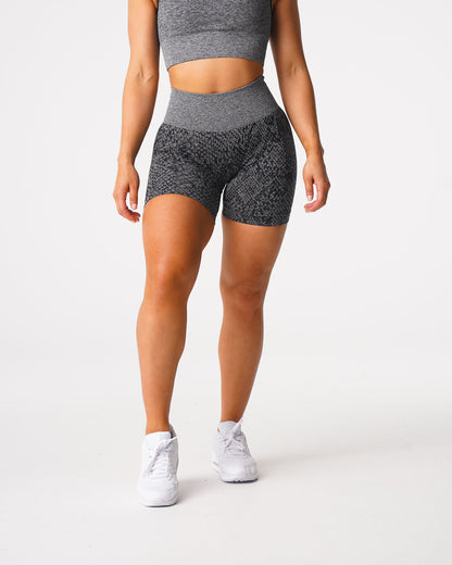 Women Black Speckled Snakeskin Seamless Shorts - NVGTN