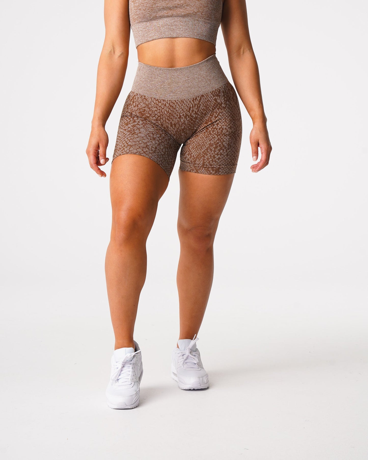 Women Mocha Snakeskin Seamless Shorts - NVGTN