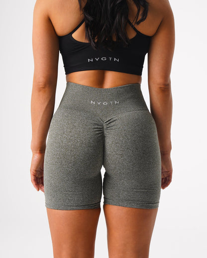 Women Khaki Green Scrunch Seamless Shorts - NVGTN