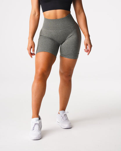 Women Khaki Green Scrunch Seamless Shorts - NVGTN