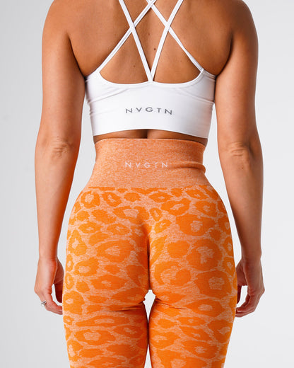 Women Burnt Orange Leopard Seamless Leggings - NVGTN