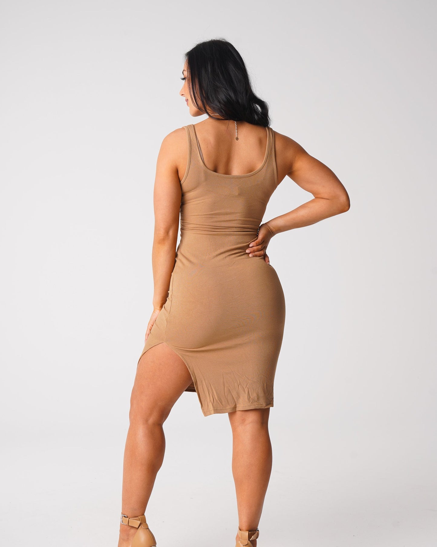 Women Mocha Golden Vibes Cut Out Midi Dress - NVGTN