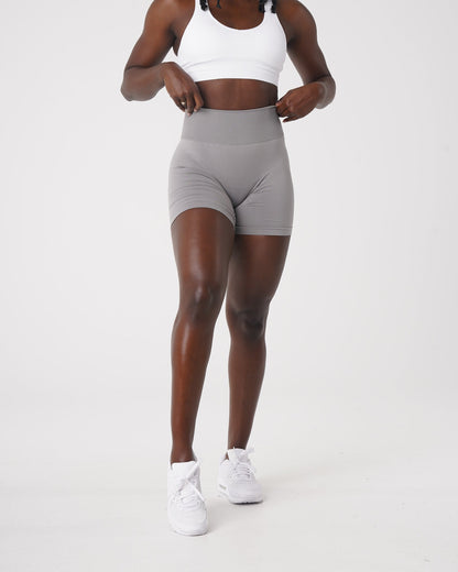 Women Light Grey Solid Seamless Shorts - NVGTN