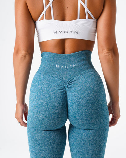 Women Teal Scrunch Seamless Leggings - NVGTN