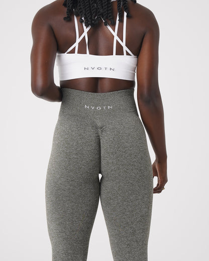 Women Khaki Green Scrunch Seamless Leggings - NVGTN