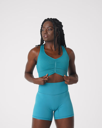 Women Teal Cinched Seamless Bra - NVGTN
