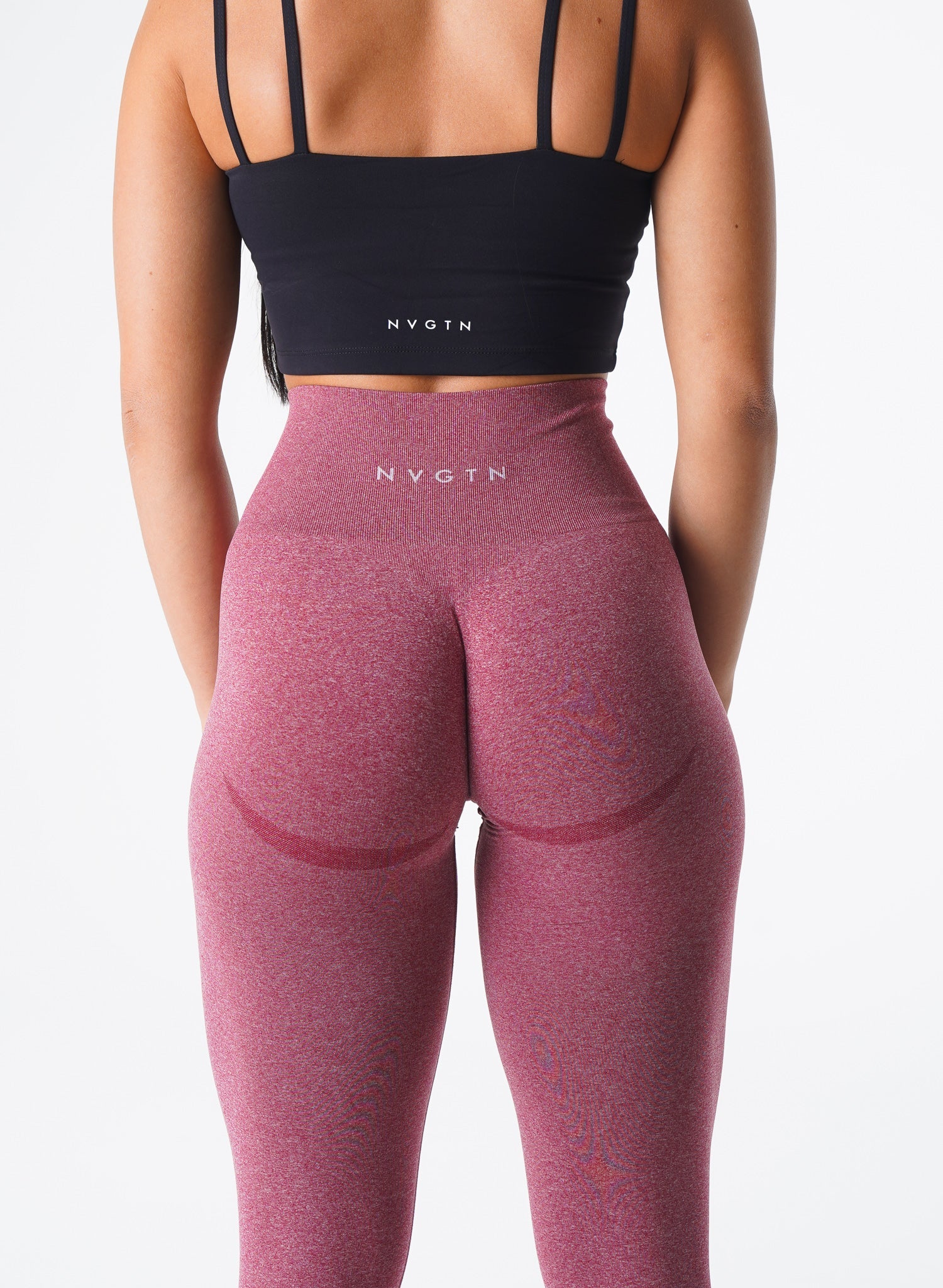 Women Maroon Curve Seamless Leggings - NVGTN