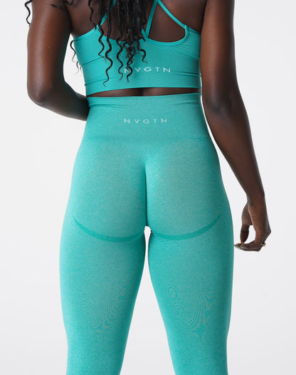 Women Turquoise Curve Seamless Leggings - NVGTN