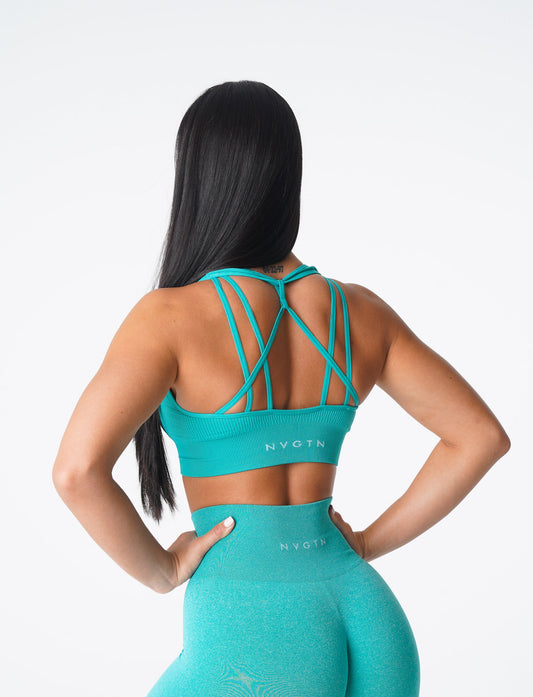 Women Turquoise Galaxy Ribbed Seamless Bra - NVGTN