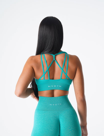 Women Turquoise Galaxy Ribbed Seamless Bra - NVGTN