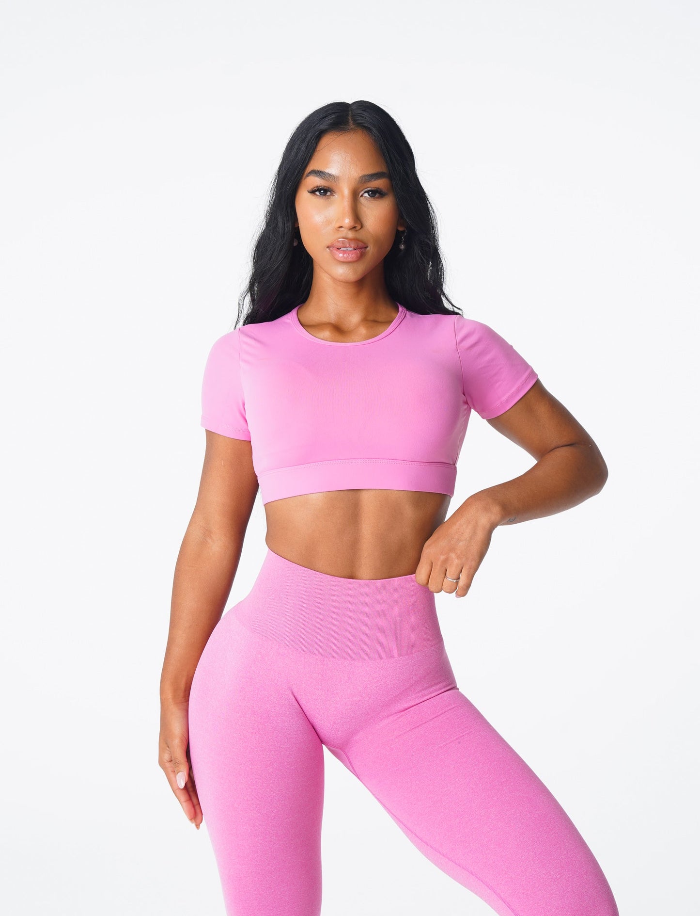 Women Bubble Gum Pink Open Back Tee - NVGTN