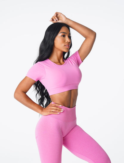 Women Bubble Gum Pink Open Back Tee - NVGTN